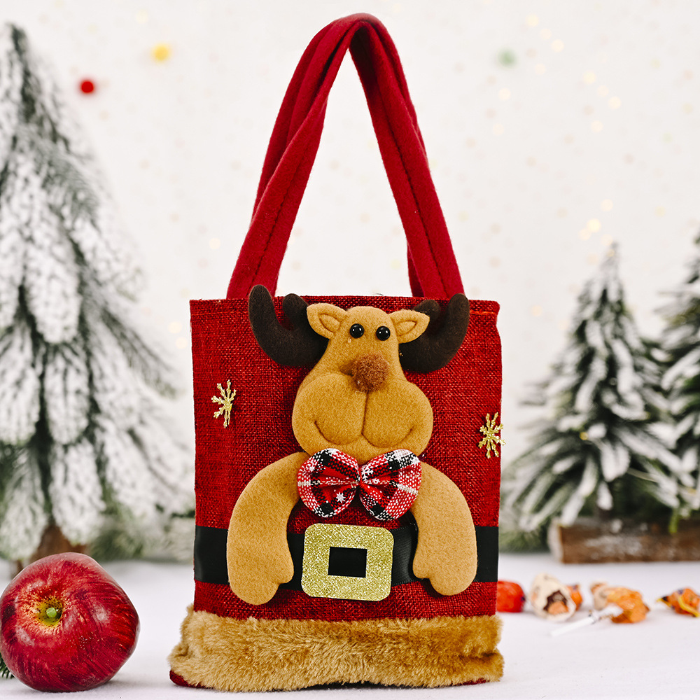Christmas Decoration Supplies Creative Side Fluff Linen Bag Christmas Gift Bags Of Sweets Pocketed